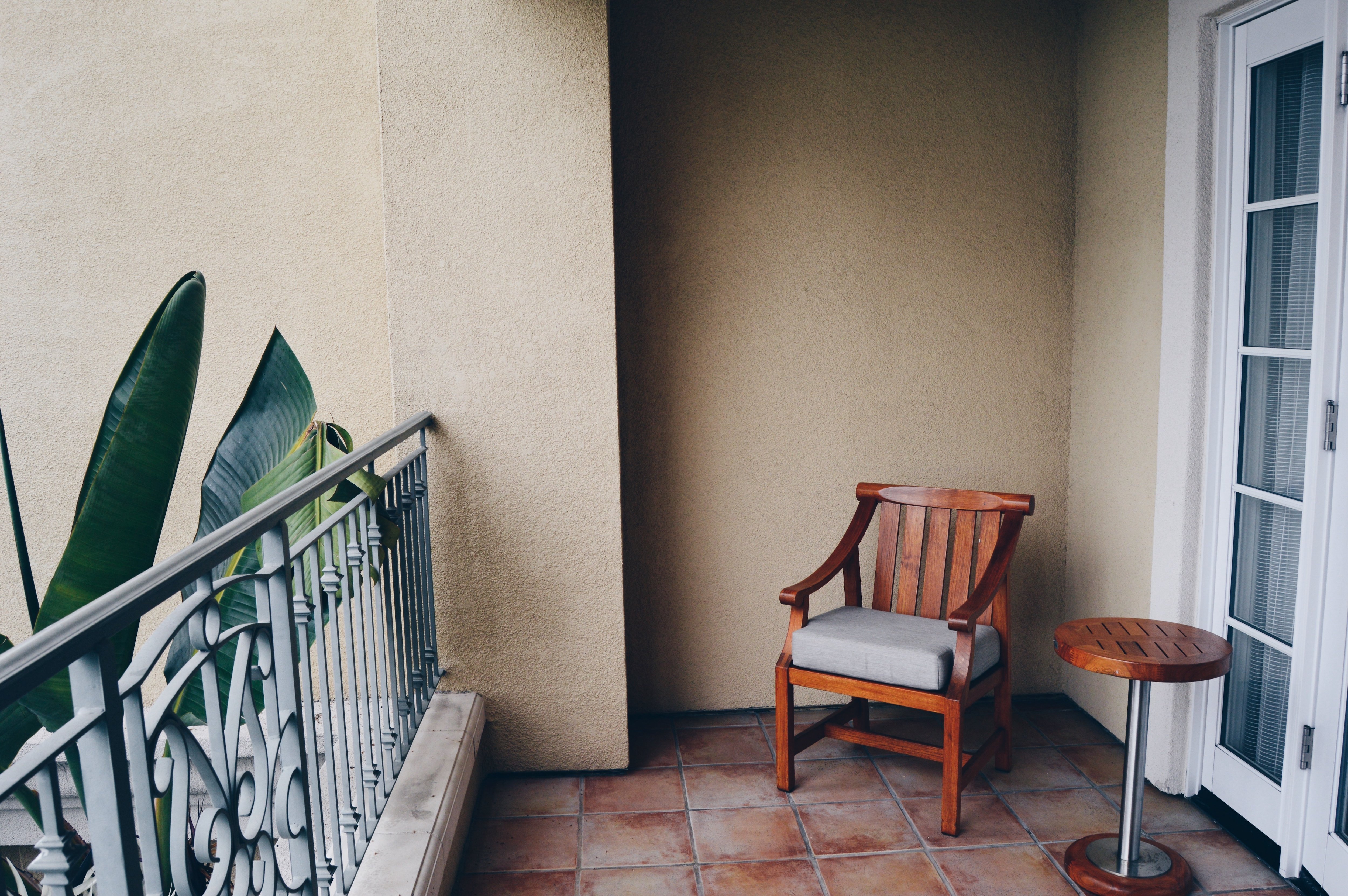 Natural stone tiles on small balcony