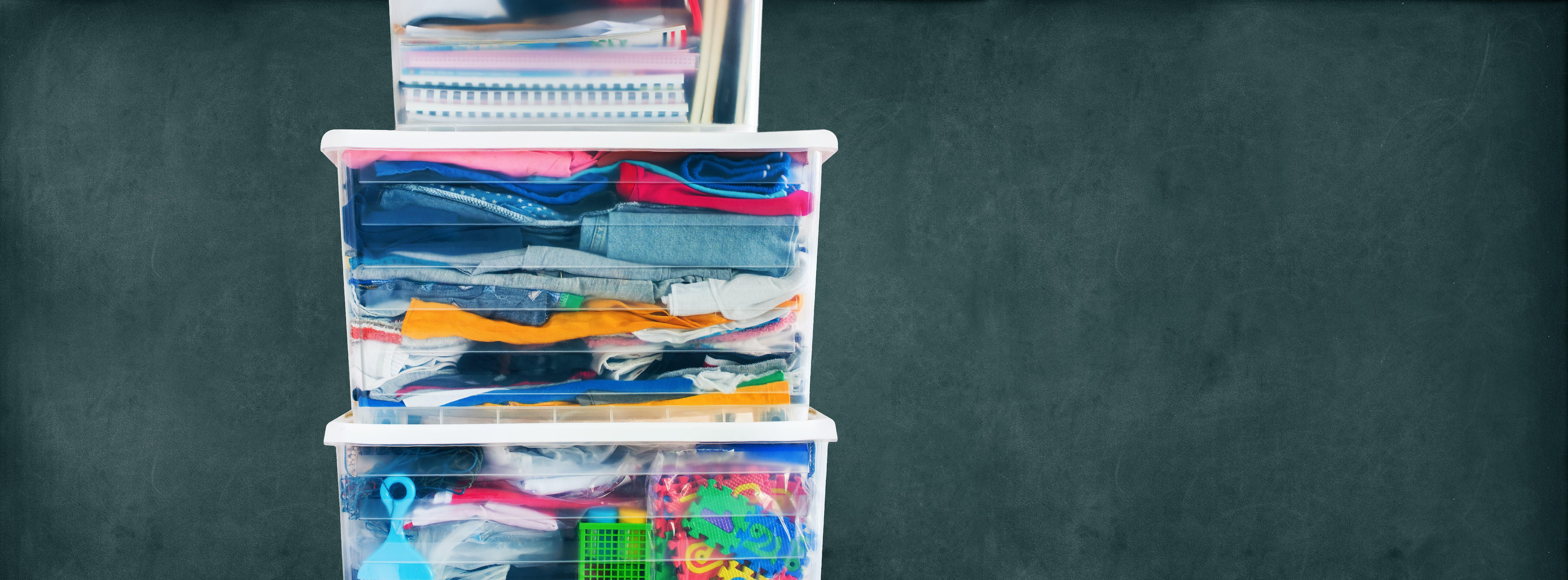 A stack of clear storage containers