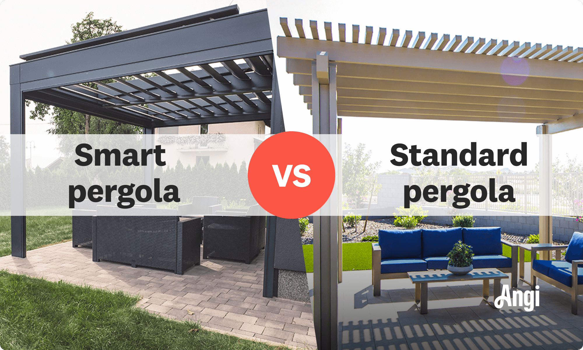 Smart versus standard pergola visual comparison