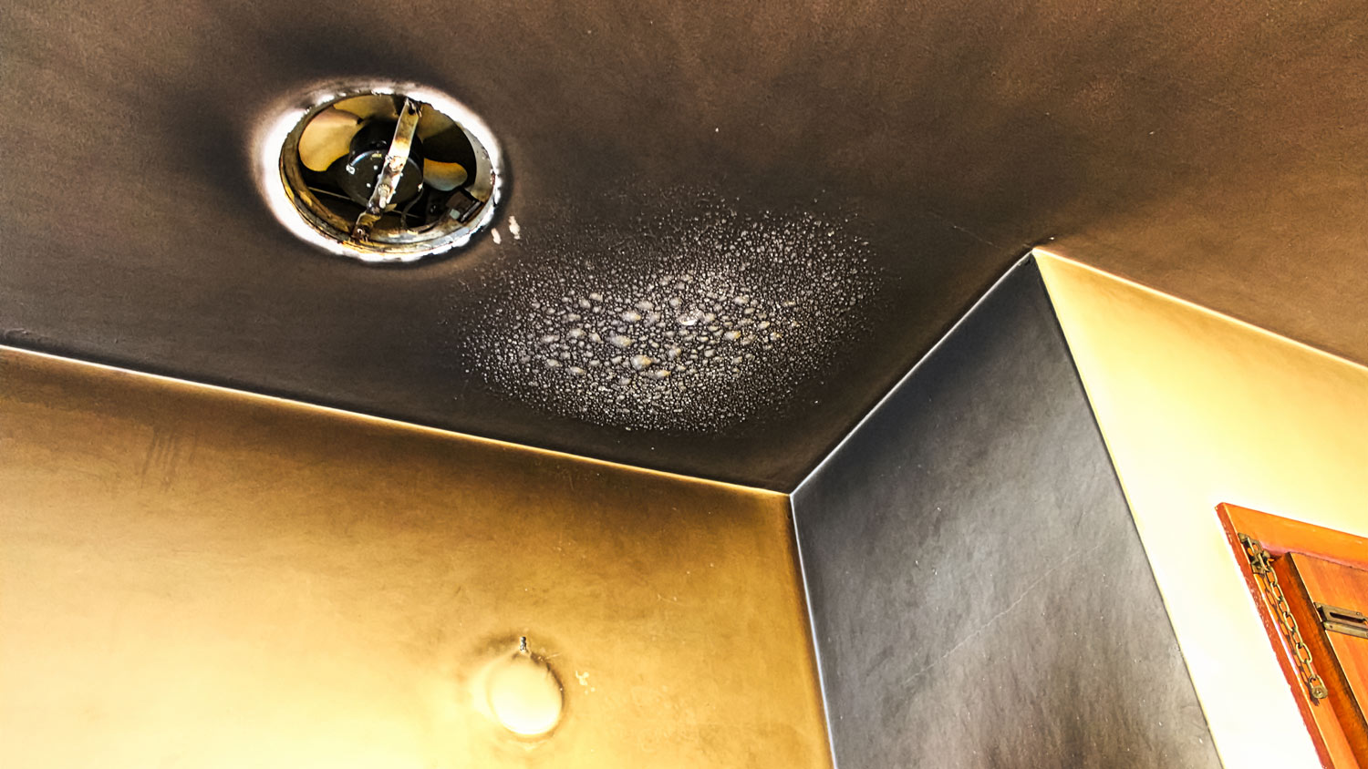 Bubbled and smoked up ceiling after a kitchen fire
