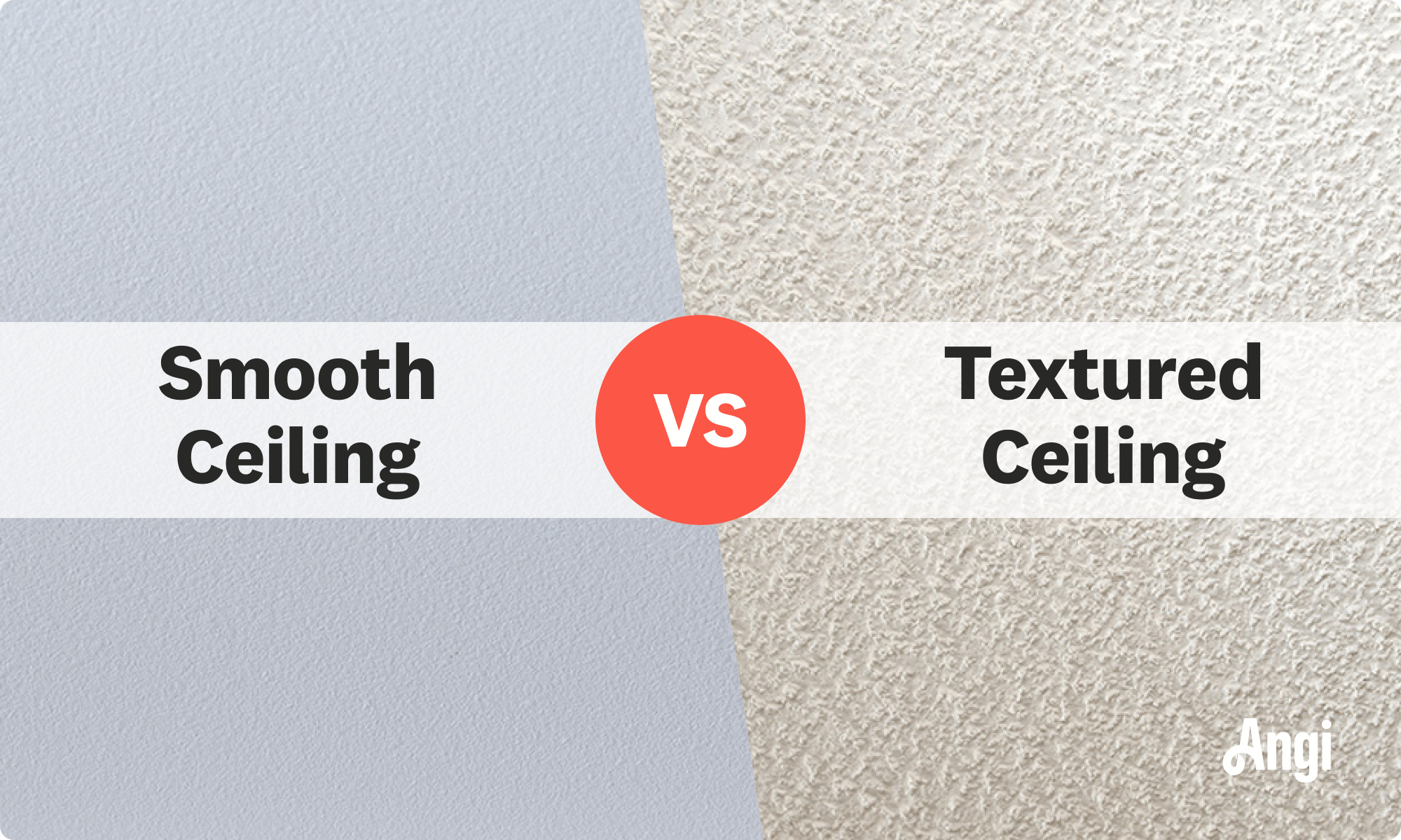 Smooth ceiling versus textured ceiling visual comparison