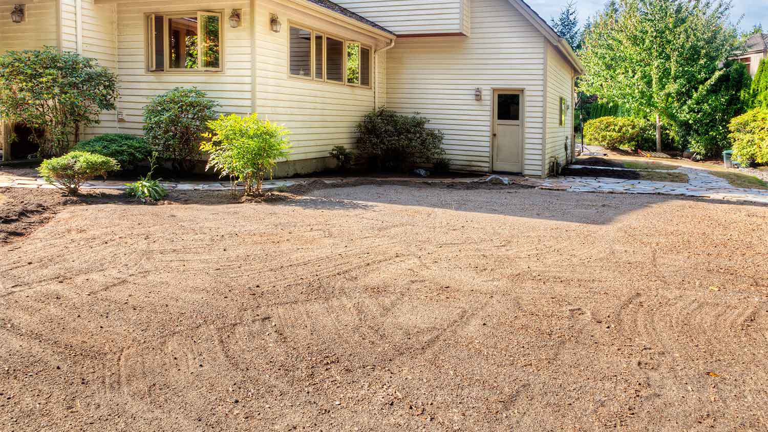 Soil prepared for patio