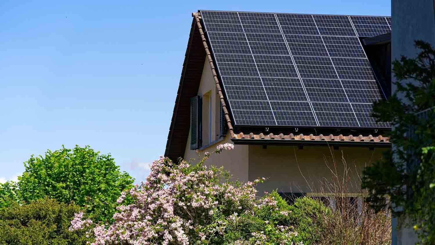 solar panels on sunny day