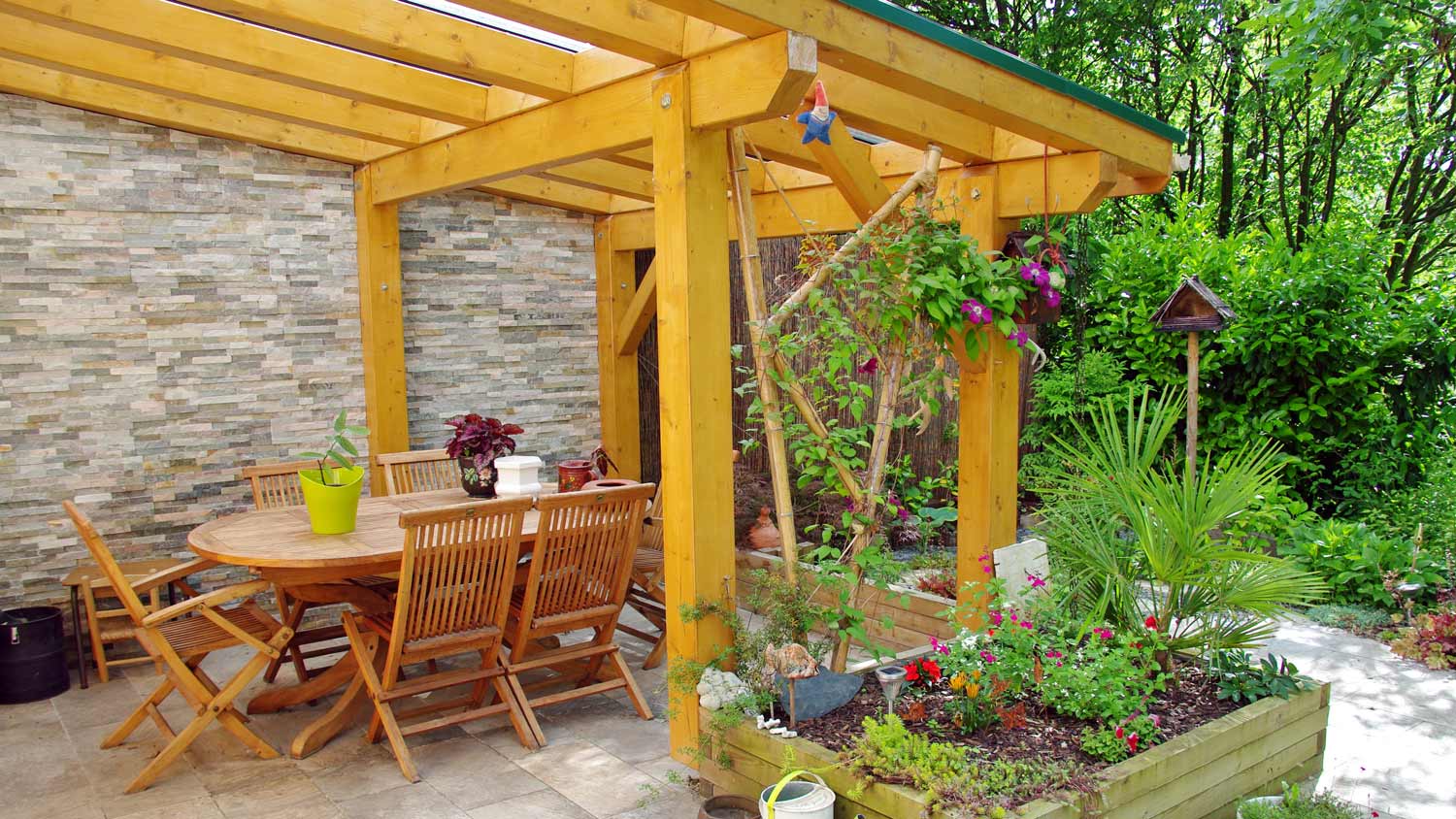 Pergola on back yard patio.