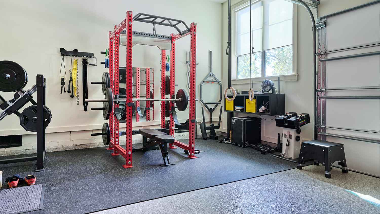 home garage converted into a gym