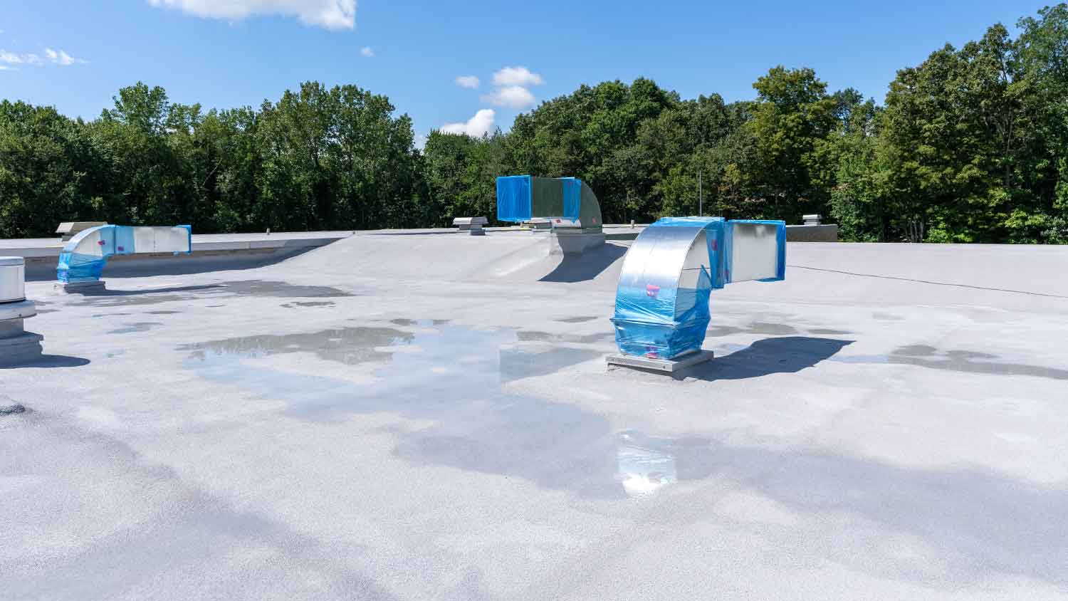 New spray foam roof installed on a building