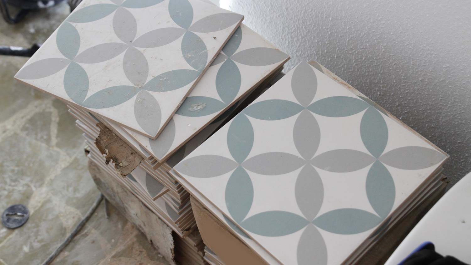 Ceramic tiles stacked for storage