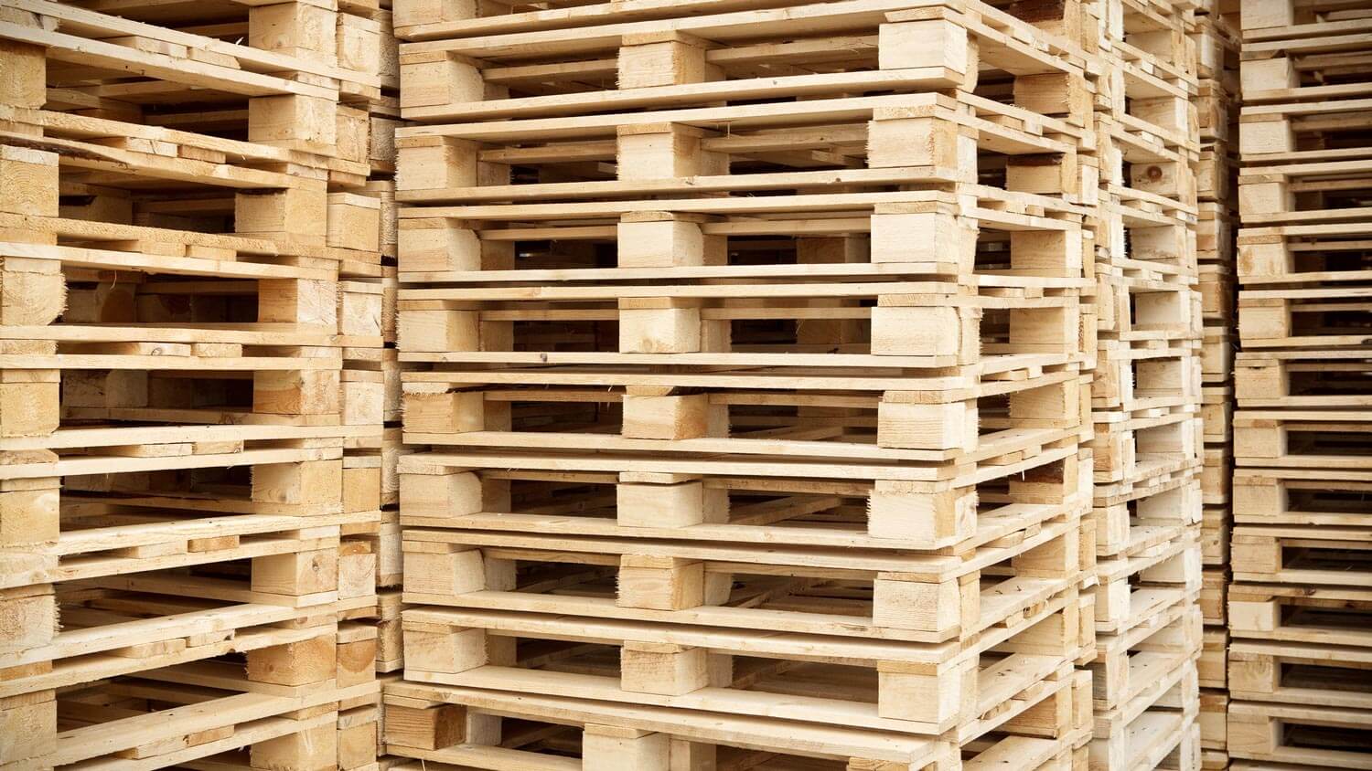 Stacked wood pallets