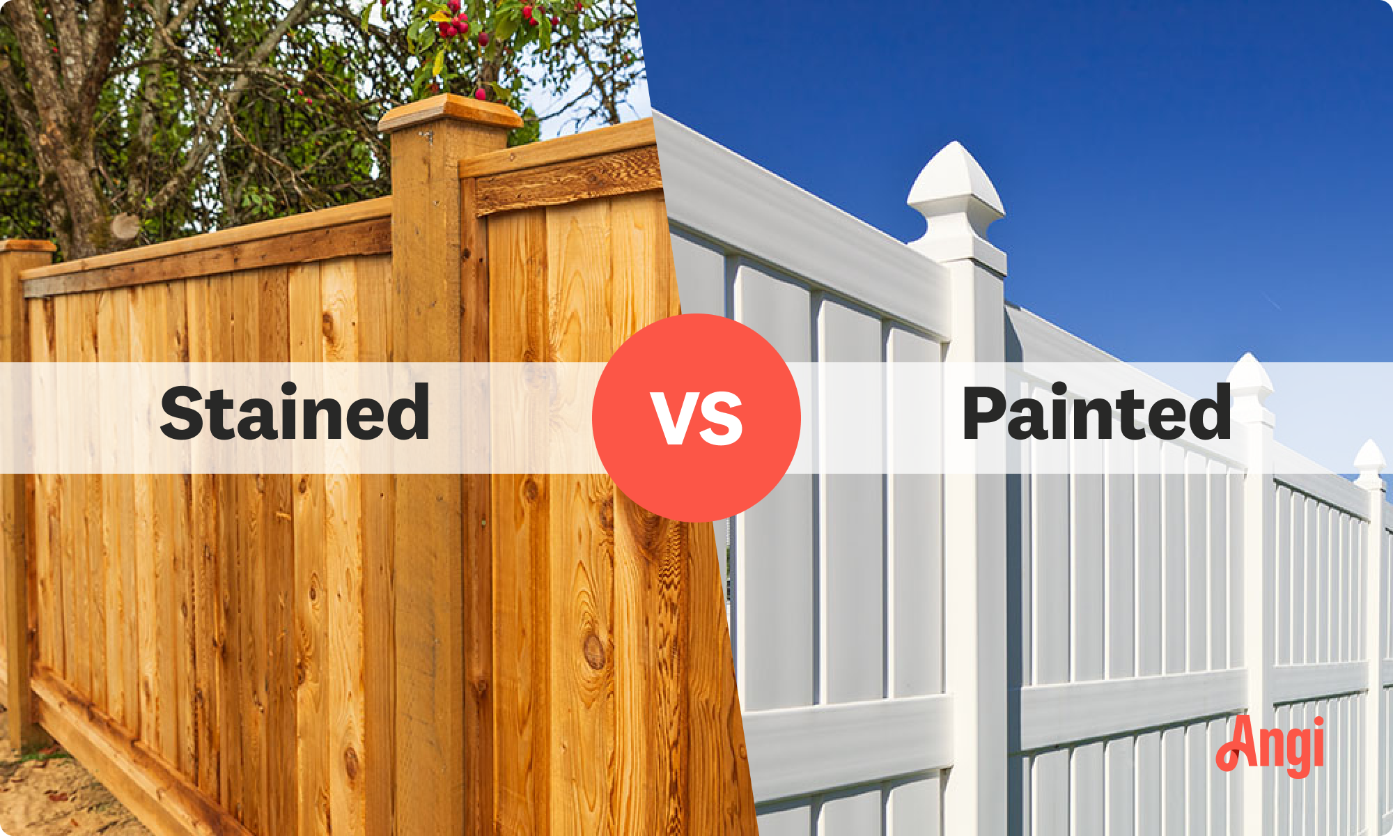 Stained versus painted fence visual comparison