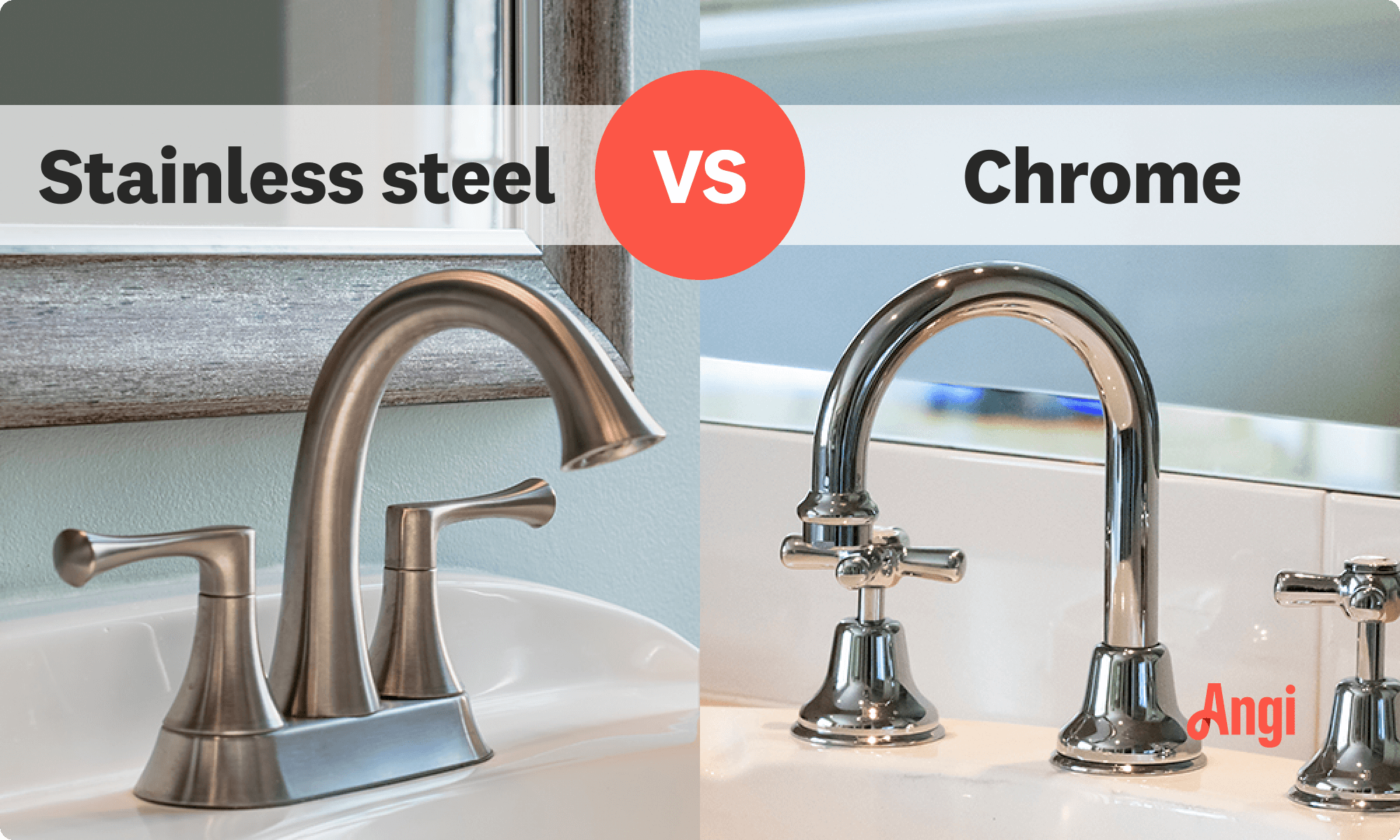 Stainless steel faucet versus chrome faucet visual comparison