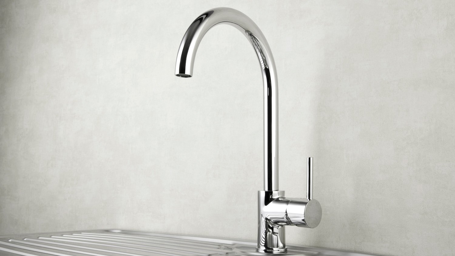 Modern stainless steel kitchen sink and chrome faucet