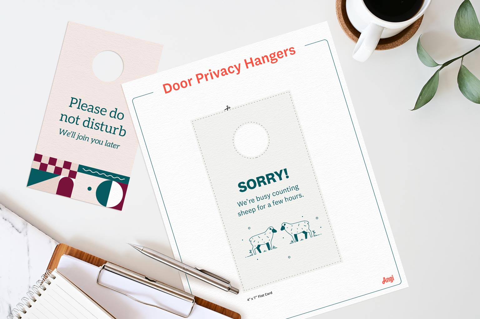 stationary printable door hanger "Please do not disturb"