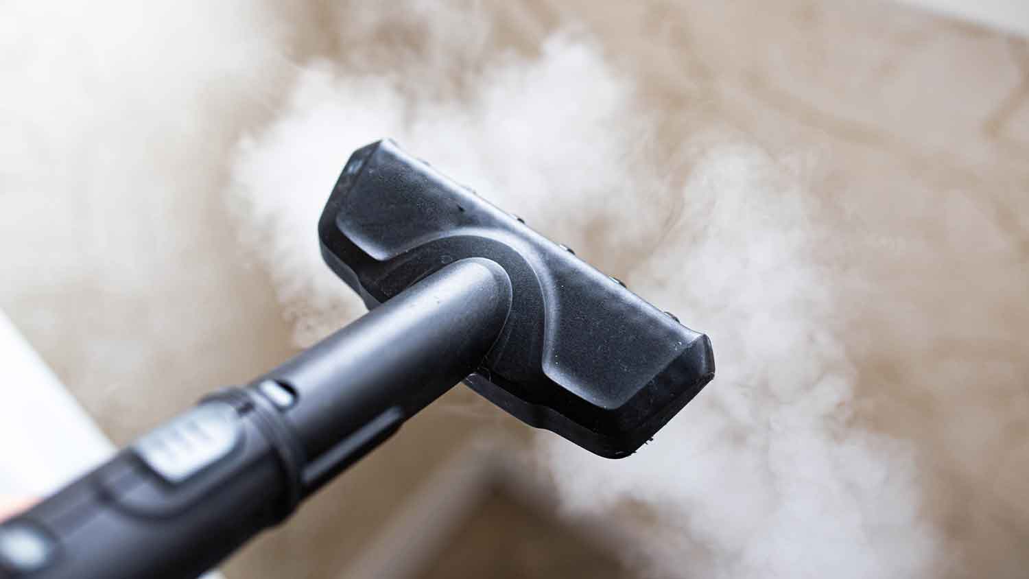 Closeup of steam coming out of a steam cleaner