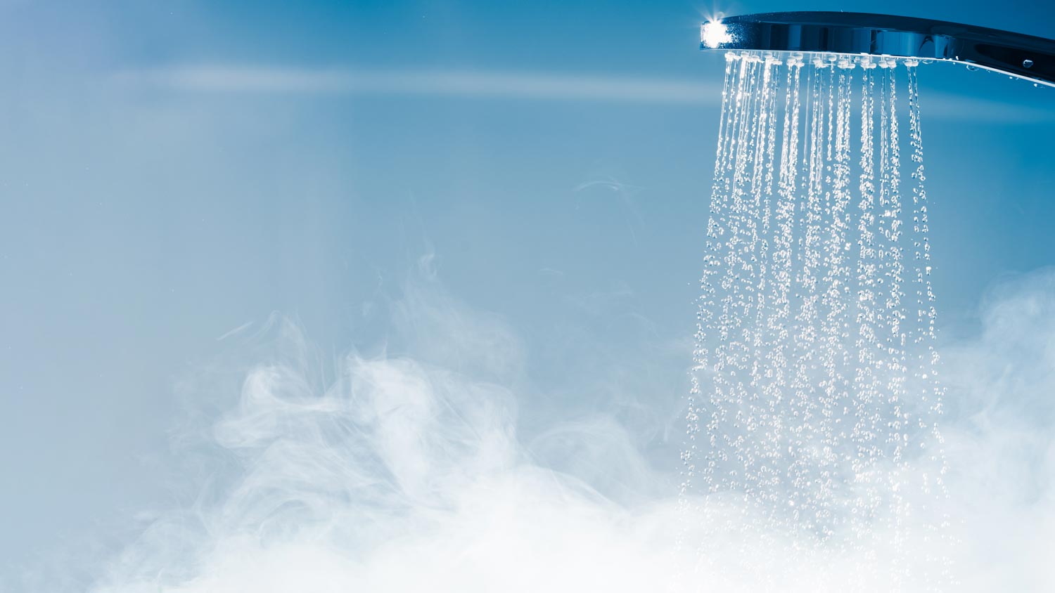 steam from flowing shower