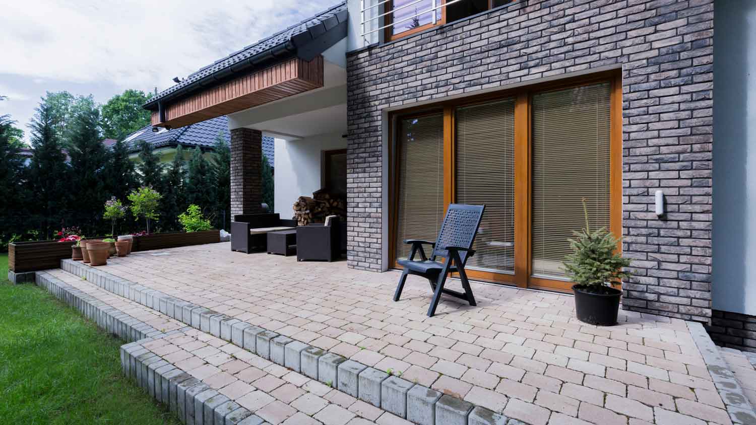 small stone terrace deck