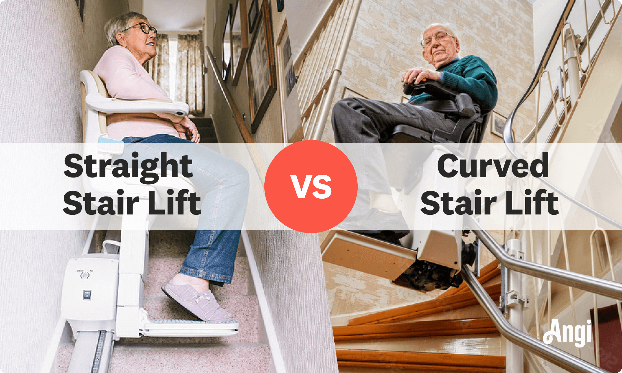 Straight stair lift versus curved stair lift visual comparison