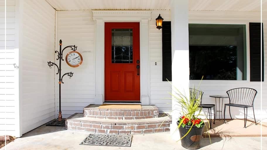 strong red color front door 