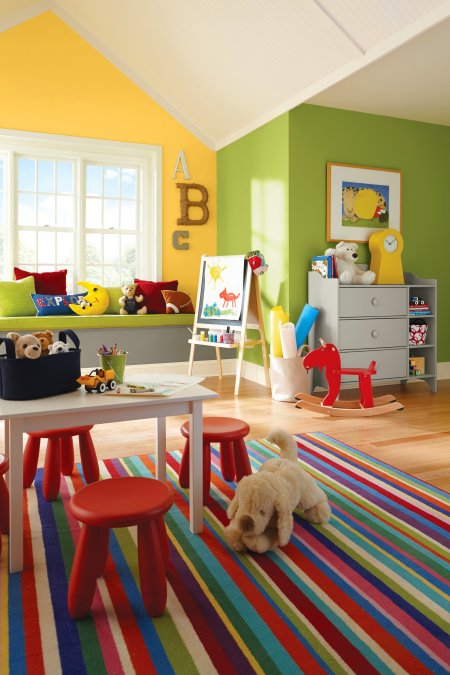primary colored painted playroom
