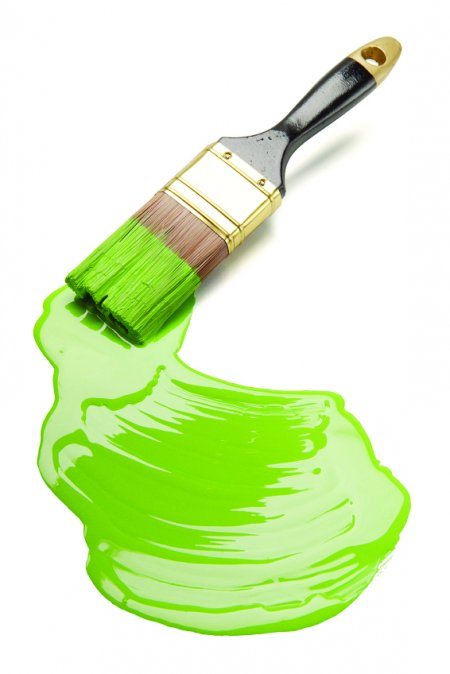 paintbrush with green interior paint