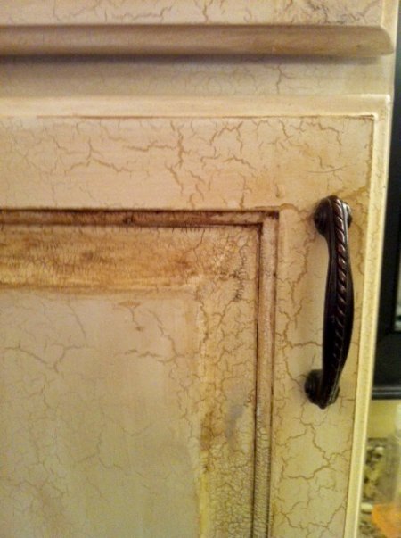crackle painted bathroom cabinet door