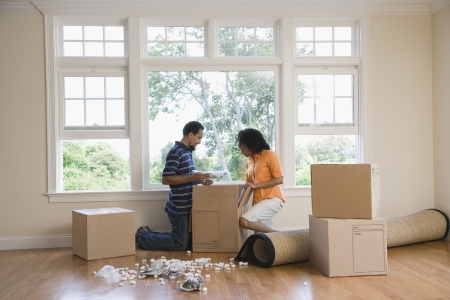 couple packing boxes