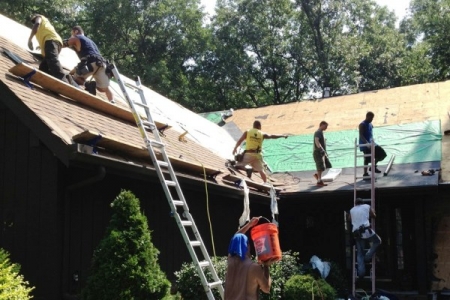 roofers installing new roof