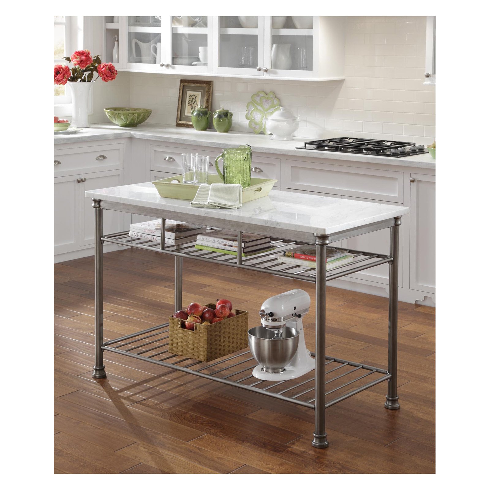 Wire rack kitchen Island with adjustable feet