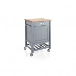 Gray kitchen island with cart with wheels