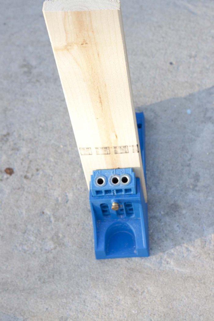 Drill pocket holes along one end of the leg to attach to the top. (Photo by Jamie Lott/Southern Revivals)