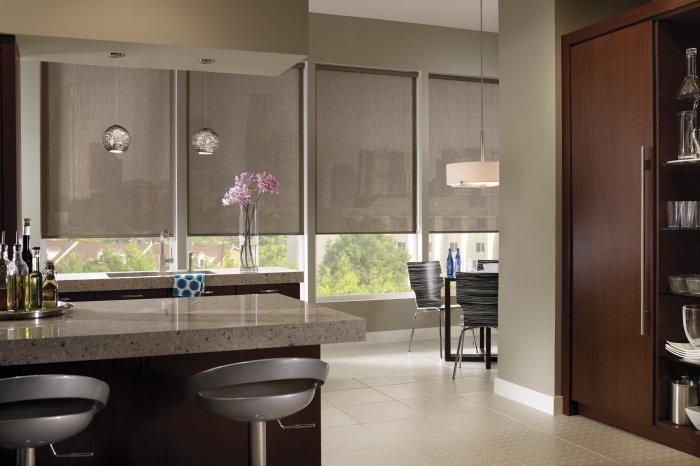 roller solar shades in kitchen