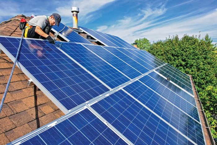 solar panels installed on roof