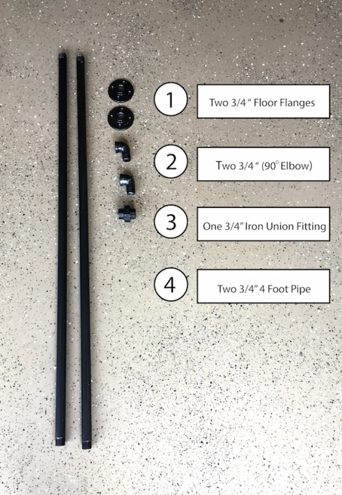 materials needed for DIY industrial pipe curtain rod