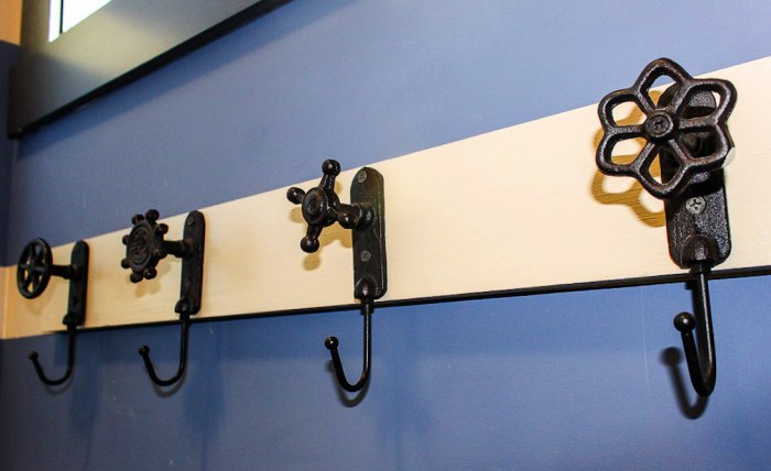 decorative hooks in bathroom