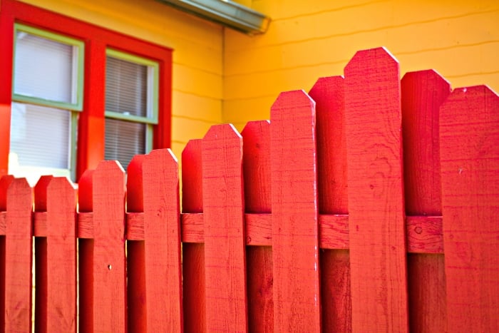 wood fence painted red