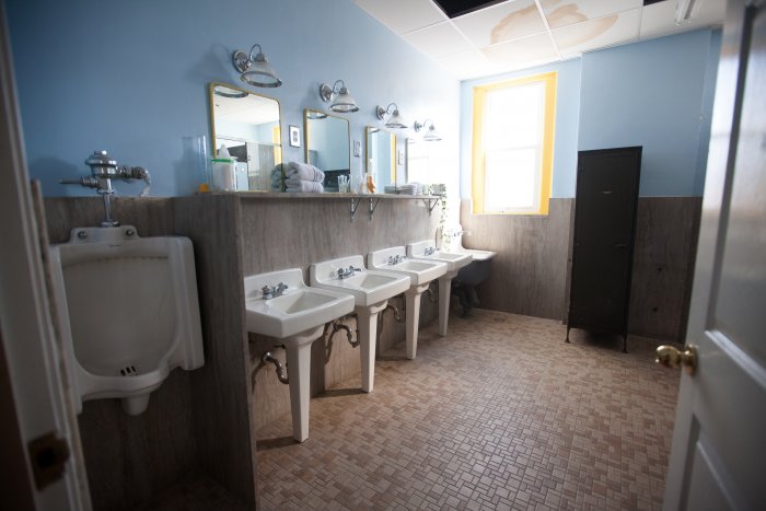 communal bathroom communal bathroom in converted firehouse