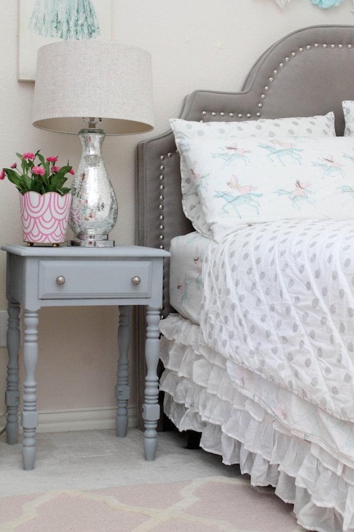 painted nightstand in bedroom