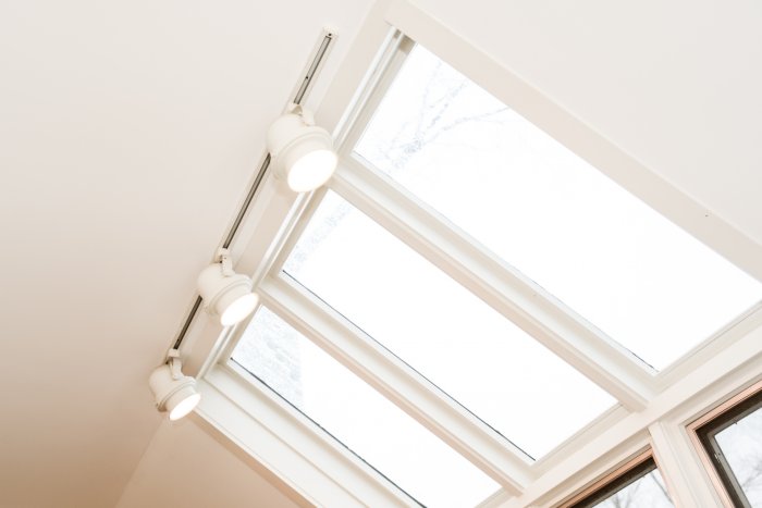 Skylight with track lighting Skylight with track lighting