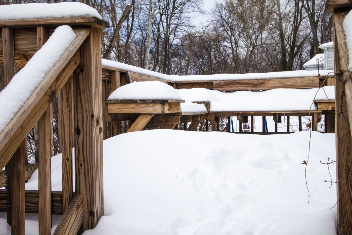snow covered deck