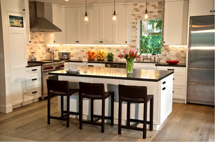 modern kitchen with colorful decor