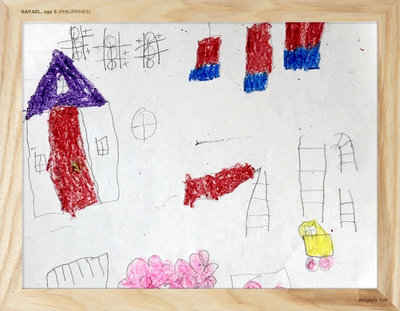 Rafael's backyard design in pencil and crayon