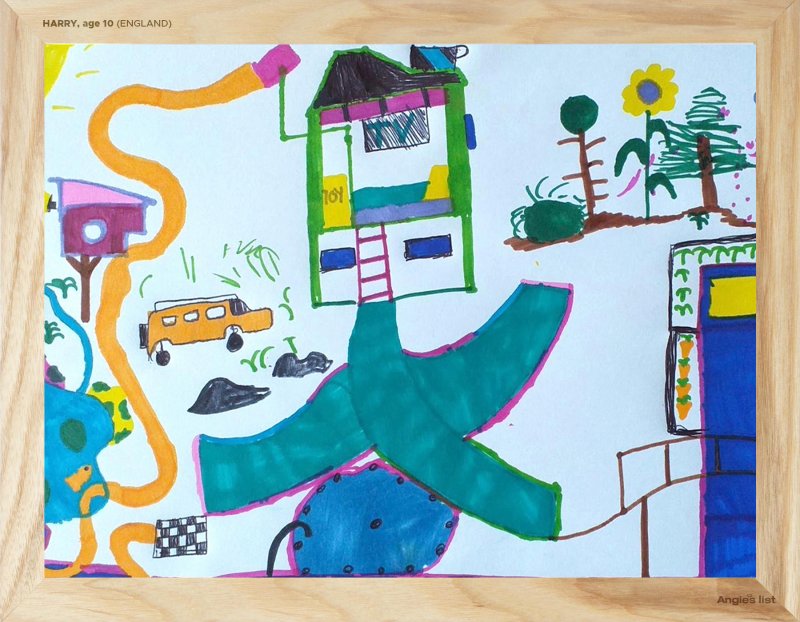 Harry's backyard design in marker