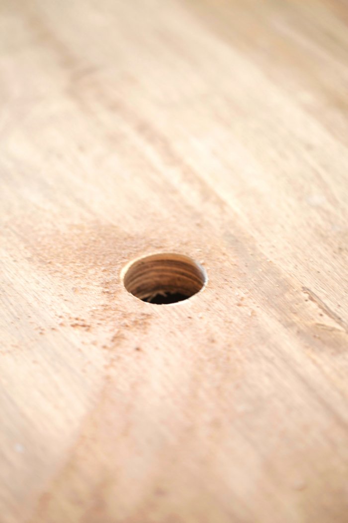 You only need to cut a hole for the pipes with a vessel sink. (Photo courtesy of Courtney A/The French Country Cottage)