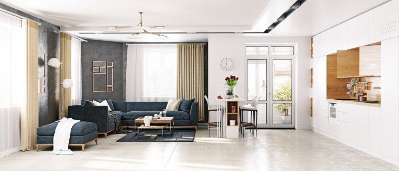 Modern living room with tiled floor (Photo by Victor zastol'skiy - stock.adobe.com)