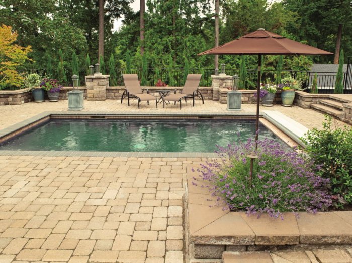 Small pool on brick patio