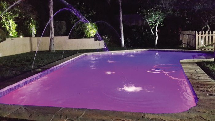 Pool with purple lighting