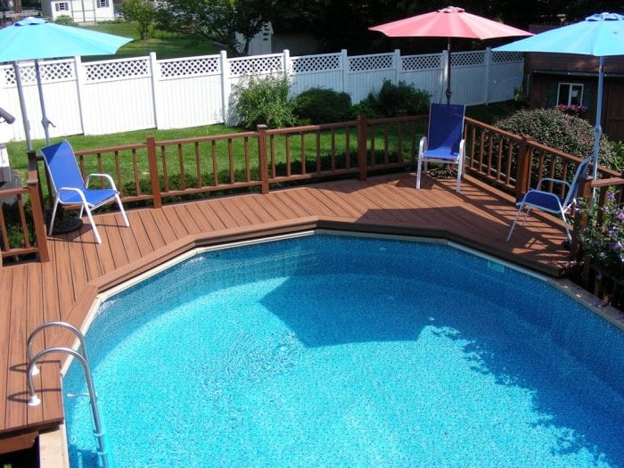 Above-ground pool with composite deck