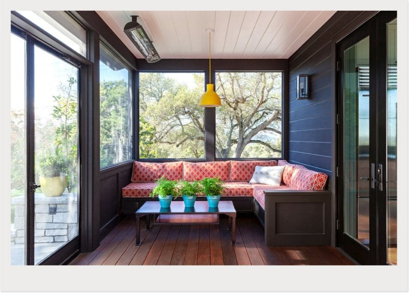 bench area sunroom (Photo by © Dotter Solar Architect)