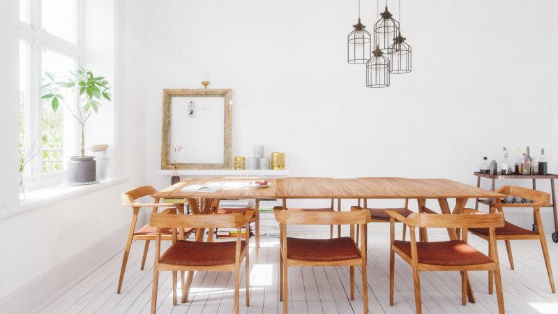 A Scandinavian dining room on a sunny day (Photo by imaginima/E+ via Getty Images)