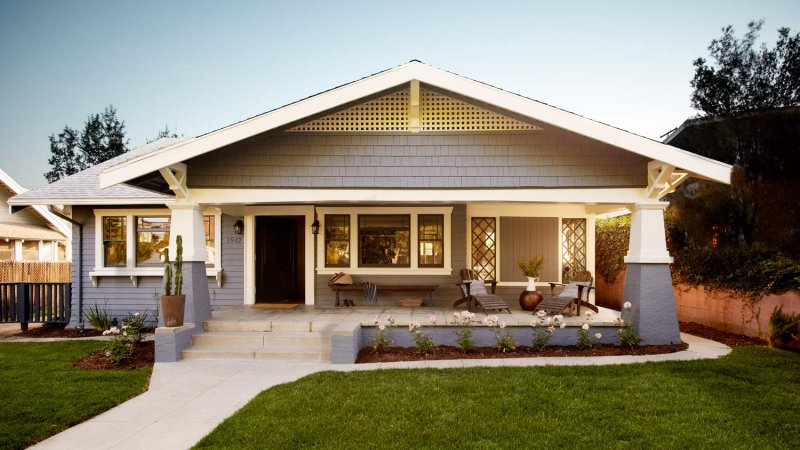 The exterior of a craftsman house at sunset (Photo by Joe Schmelzer/Corbis Documentary via Getty Images)