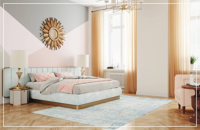 geometric shapes accent wall in bedroom (Photo by imaginima / E+ via Getty Images)